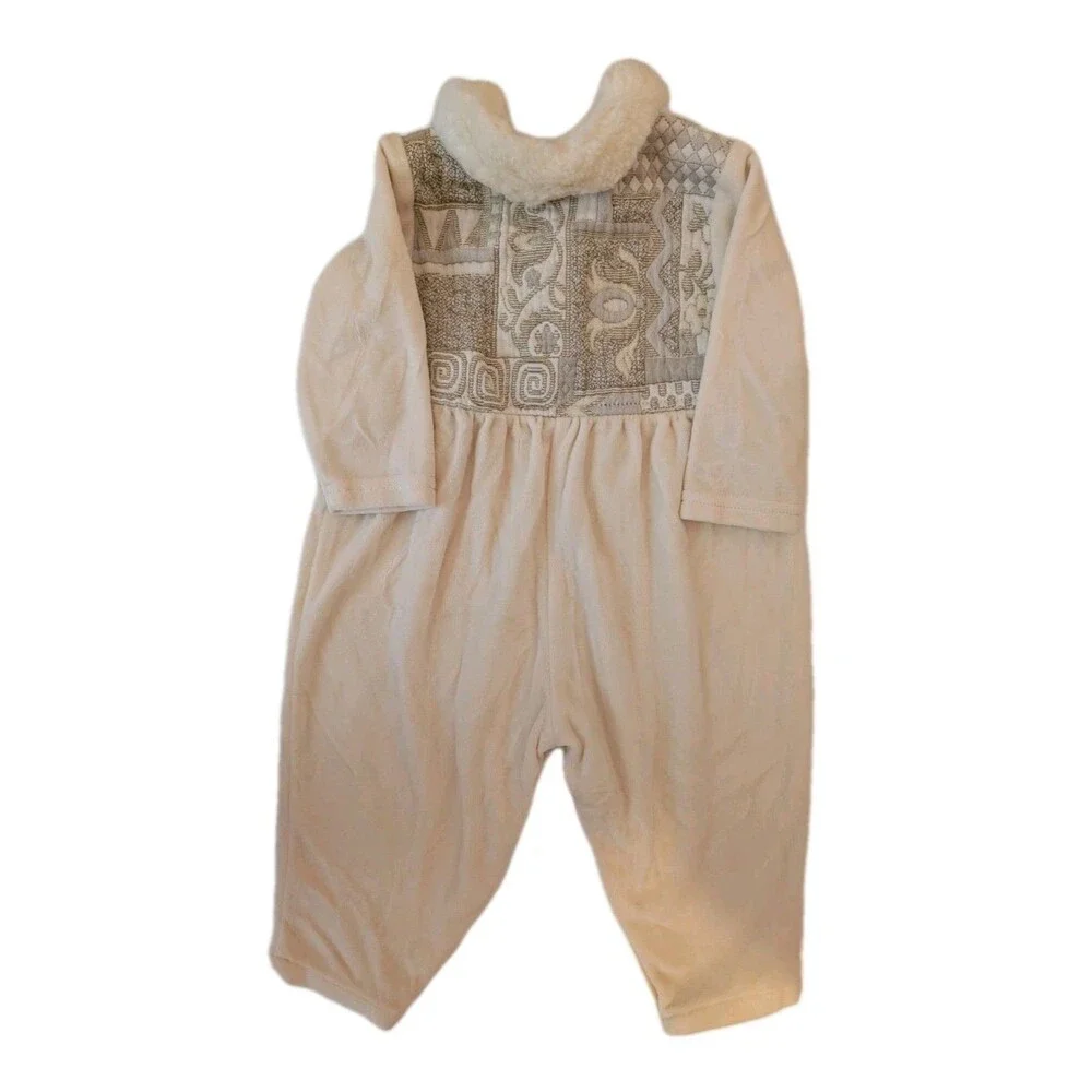 Vintage Cach Cach Winter Outdoors Outfit Cream Long Sleeves Bodysuit 18 Months